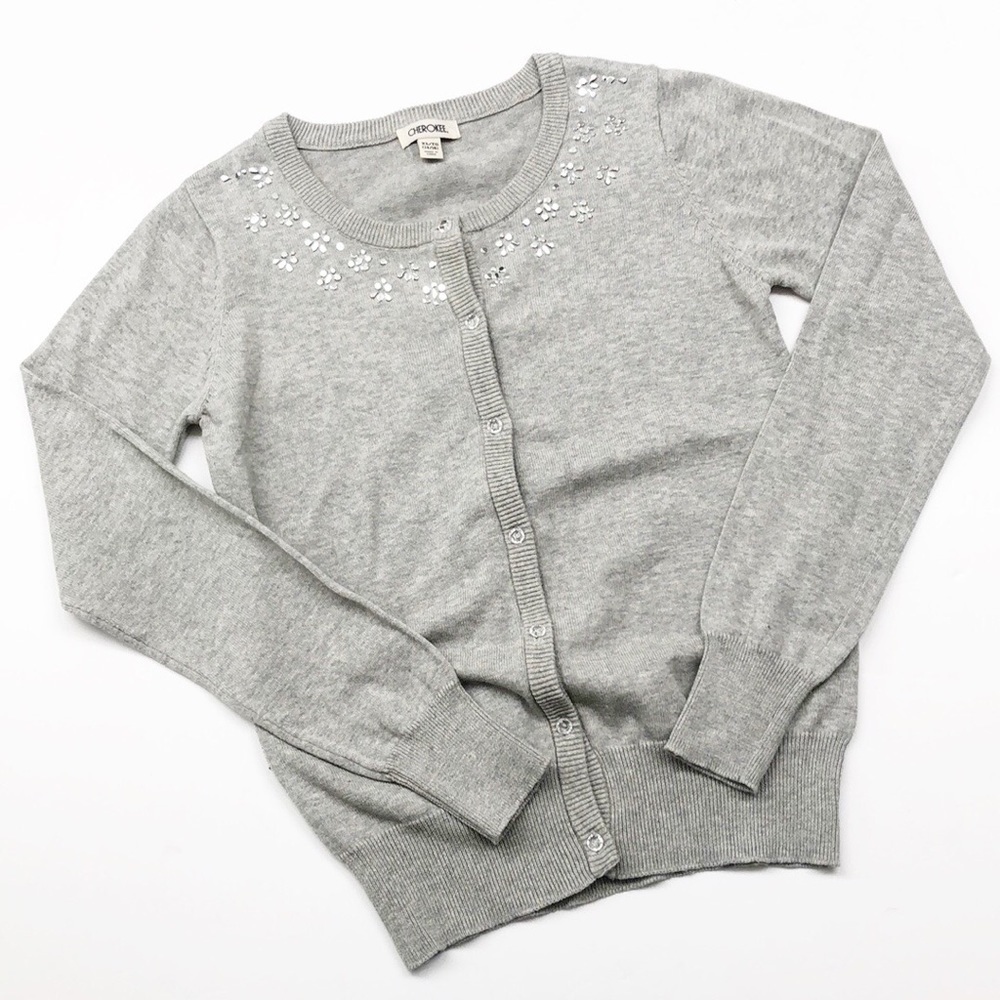 Cherokee gray jewel embellished cardigan